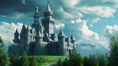 painting castle fantasy forest adventureの素材
