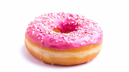Donut with Pink and Yellow isolated on a White Backgroundの素材
