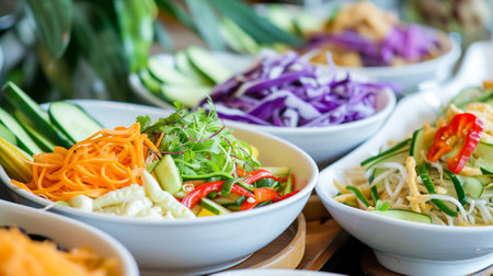 Famous side dish menu in Thai restaurant. Cucumber, eggplant, pumpkin, cabbage and okraの素材
