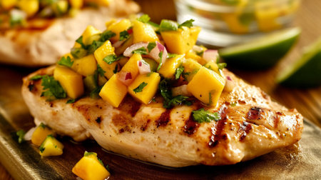 Grilled chicken breast with fresh mango salsaの素材
