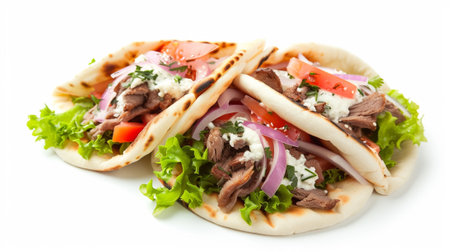 Delicious gyros on white backgroundの素材