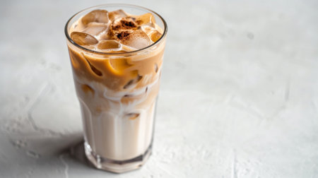 iced macchiato in glass on white backgroundの素材
