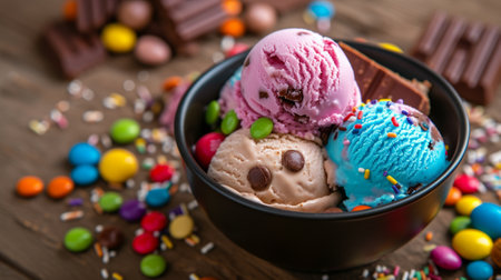 ice cream with candies colorfulの素材