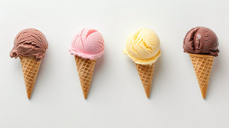 ice cream on white background, top viewの素材