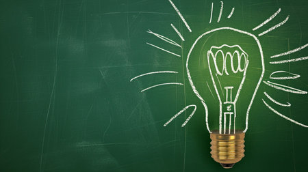 Green energy light bulb chalk boardの素材