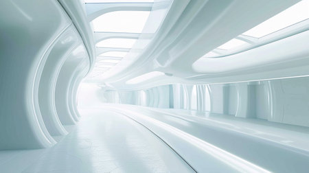 white futuristic background with fractal horizonの素材