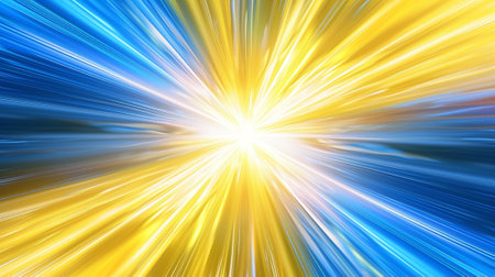Abstract blue and yellow light rays effect backgroundの素材