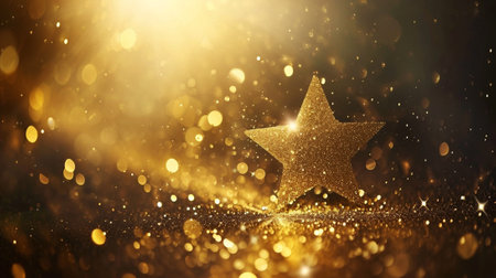 Golden scattered Christmas dust. Fairytale magic star templateの素材