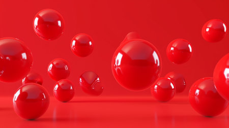 red Floating spheres empty space for product showの素材