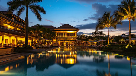 Luxury hotel resort exterior for product placementの素材