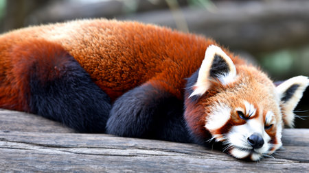 Sleeping Red Panda on the treeの素材