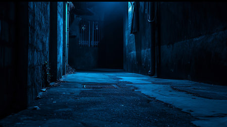 A dark empty street, dark blue background, an empty dark sceneの素材