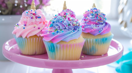 Unicorn Dream Cupcakes colorful designの素材