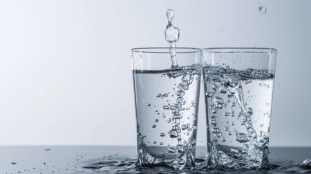 water drink in glasses on white backgroundの素材