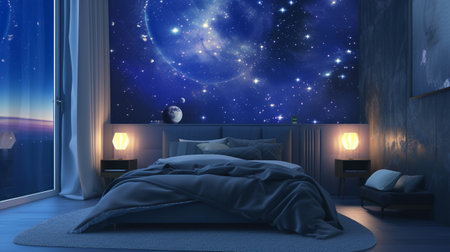 Celestial Bedroom interior with decorationの素材