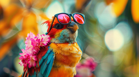Colorful Bird Showcasing Fashionable Apparelの素材