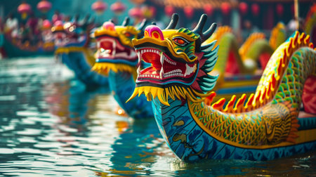 Dragon Boat Festival. Vibrant Boats, Spirited Competitionの素材