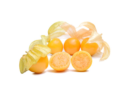 cape gooseberries isolated on a white backgroundの写真素材