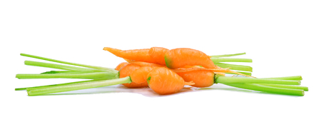 Sweet and freash carrots  on whiteの写真素材