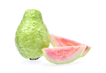 pink guava on white backgroundの写真素材