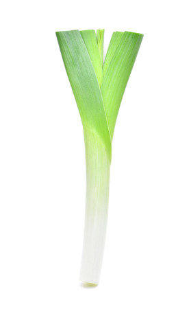 Fresh leek isolated on a white backgroundの写真素材