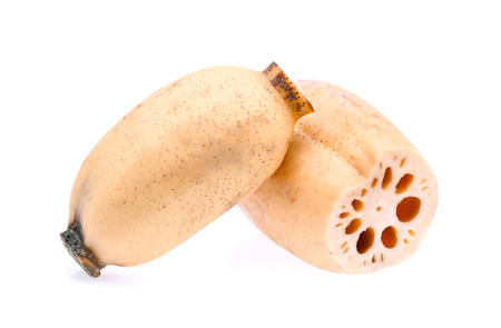 Lotus root isolated on white backgroundの写真素材