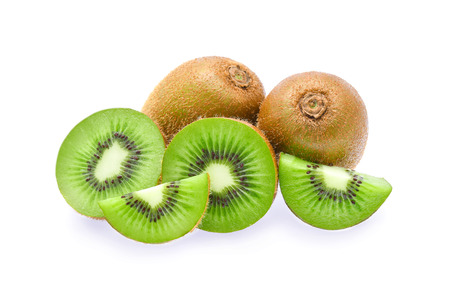 Kiwi fruit isolated on white backgroundの写真素材