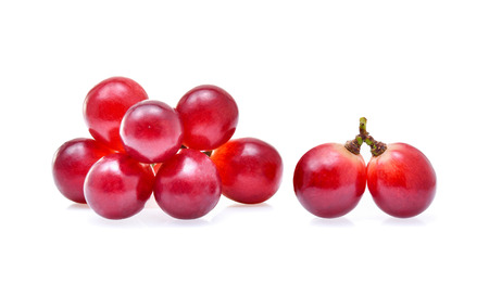 red grapes isolated on white backgroundの写真素材