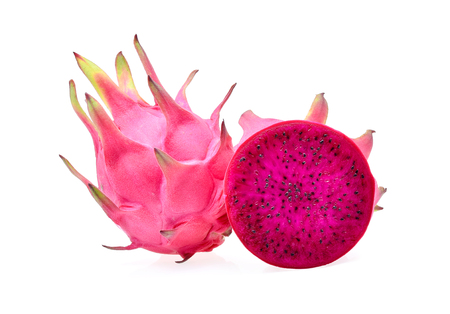 Dragon fruits isolated on white backgroundの写真素材
