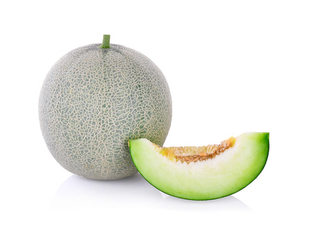 green melon isolated on white backgroundの写真素材