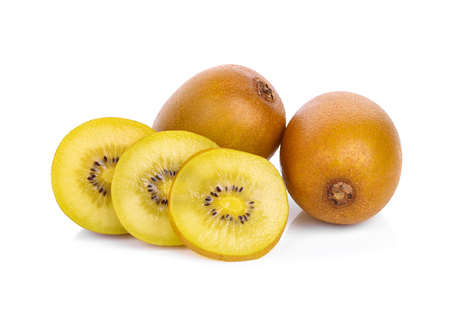 Yellow Kiwi Fruit Isolated on White Backgroundの写真素材