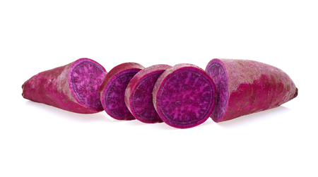 purple yams on isolated white backgroundの写真素材