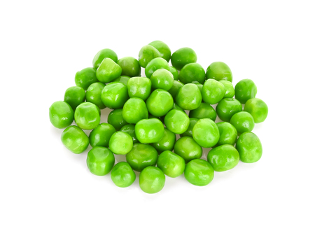 fresh green peas isolated on a white backgroundの写真素材