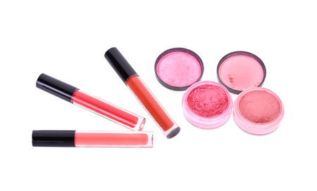 Pink make up isolated on white back groundの写真素材