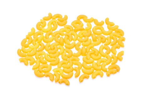 macaroni pasta isolated on white backgroundの写真素材