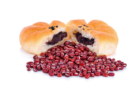 Red bean bun bread isolated on white background