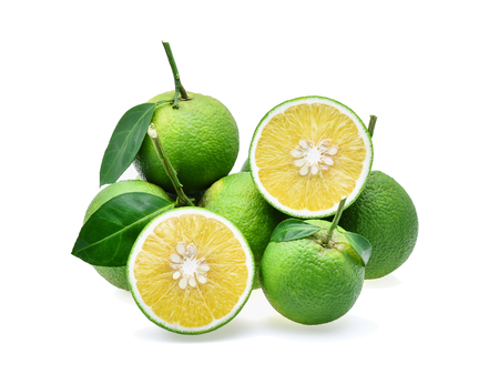 sweet orange(Citrus medica Linn) isolated on white backgroundの写真素材