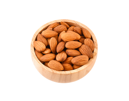 Almonds isolated on white backgroundの写真素材