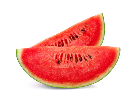 Sliced of watermelon isolated on white backgroundの写真素材
