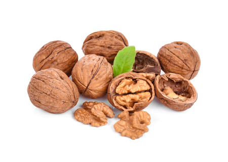Walnuts isolated on white backgroundの写真素材