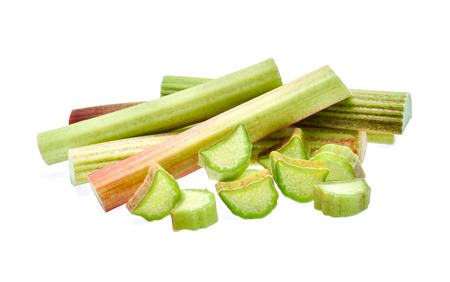 Rhubarb stem isolated on white backgroundの写真素材