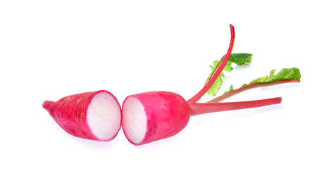 red radishes isolated on white backgroundの写真素材