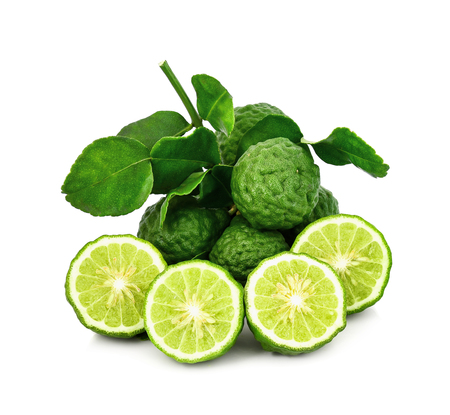 bergamot fruit isolated on white backgroundの写真素材