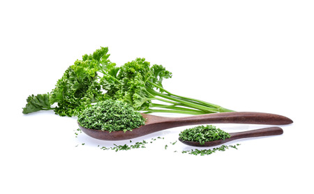 Dried parsley isolated on white backgroundの写真素材