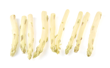 Fresh white asparagus isolated on a white backgroundの写真素材