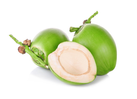 Green coconut isolated on white backgroundの写真素材