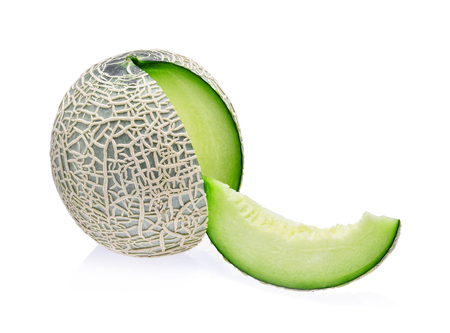 green melon isolated on white backgroundの写真素材