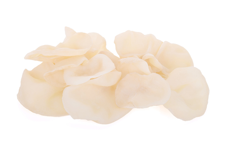 white ear mushroom or white jelly mushroom isolated on white backgroundの写真素材