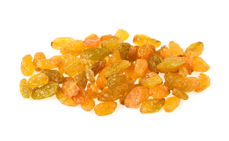 Raisins isolated on white backgroundの写真素材