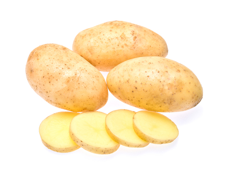 potatoes on white backgroundの写真素材